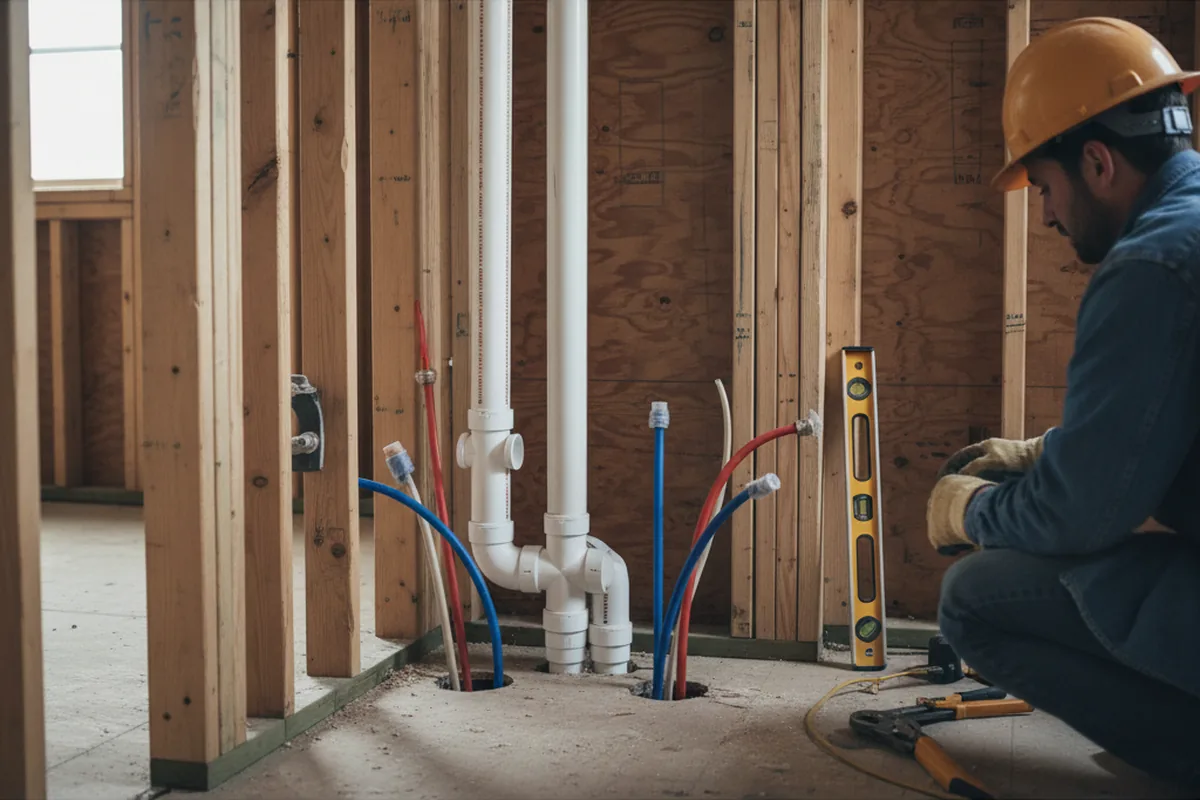 Drain and supply rough-in during Sump Pump Repair in Oxnard
