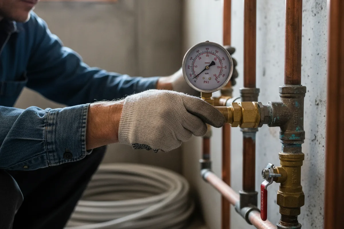 Pressure testing a repaired line during Water Line Repair in Oxnard